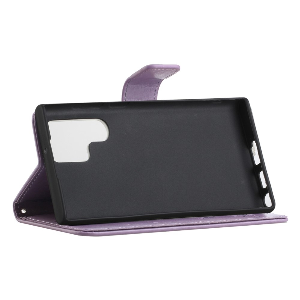 Virágos könyv tok Samsung Galaxy S24 Ultra készülékhez - világos lila