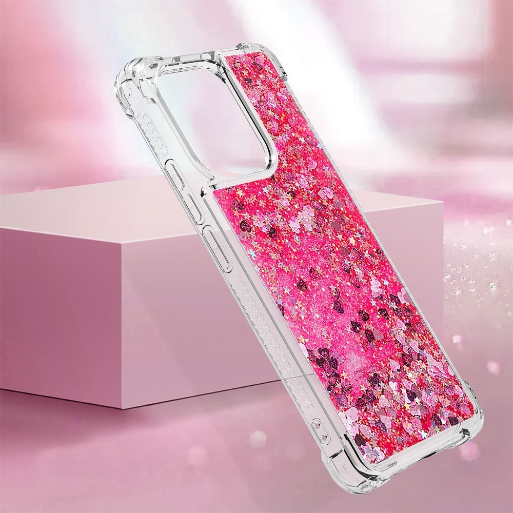 Glitter zselés homokóra tok Xiaomi Redmi Note 13-hoz - rózsaszín/szívek