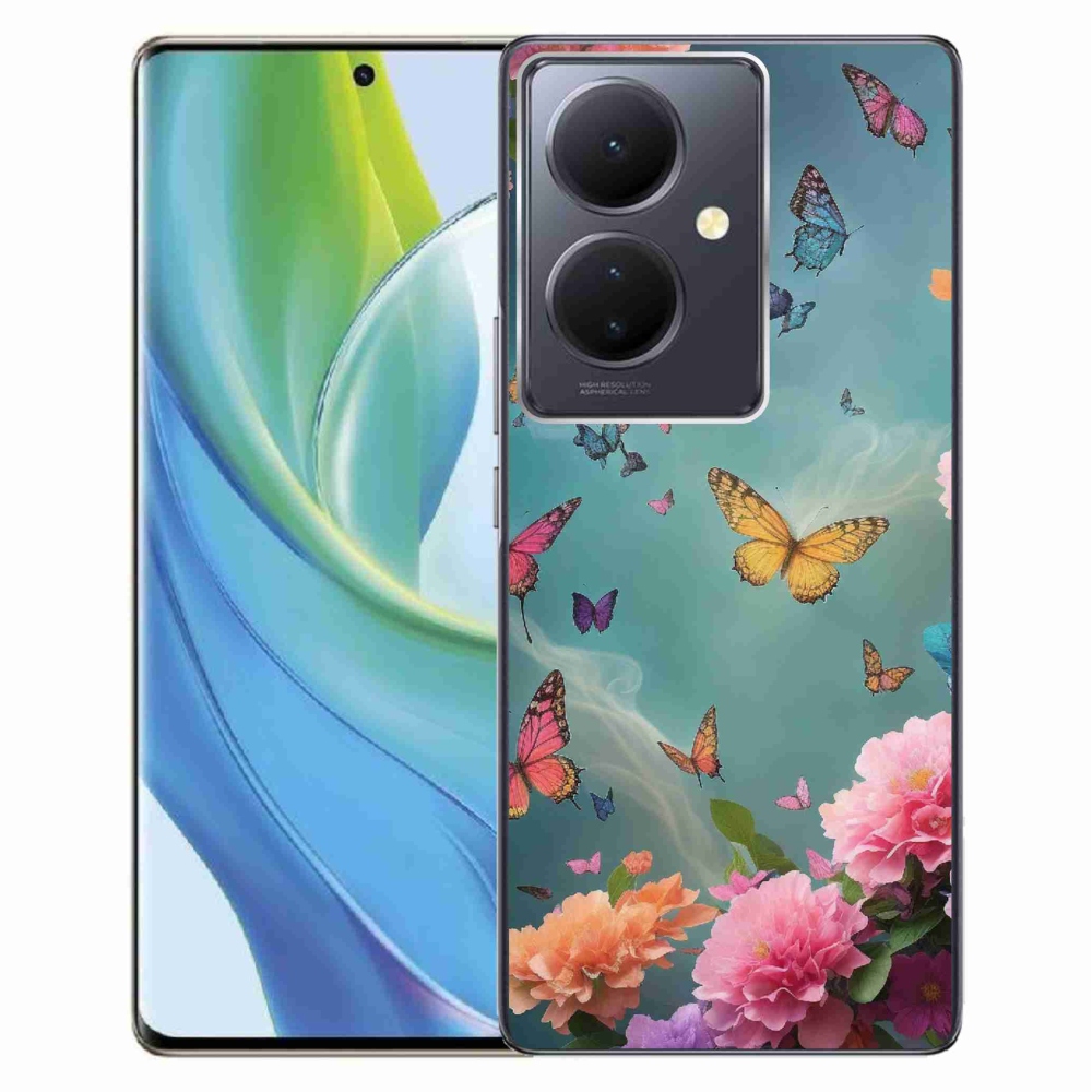 Gél borító mmCase a Vivo V29 Lite 5G-n - színes virágok és pillangók