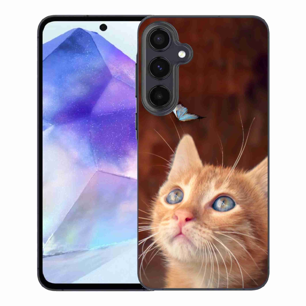 Gél borító mmCase Samsung Galaxy A55 5G - pillangó és cica - Samsung Galaxy A55 5G számára