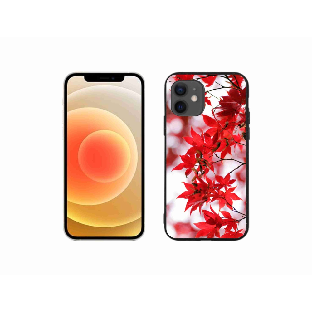 Zselés borítás mmCase iPhone 12 mini készülékhez - piros levelek