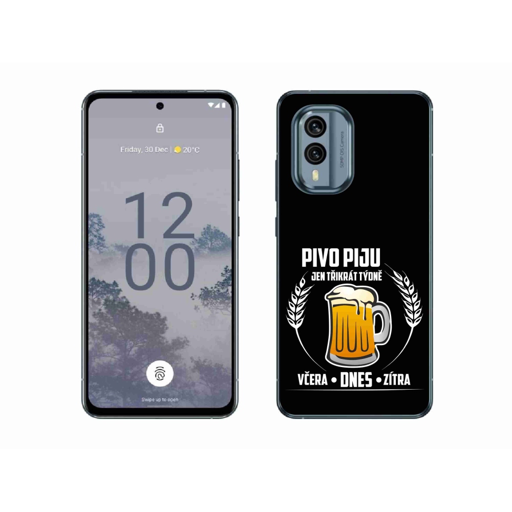 Zselés borítás mmCase a Nokia X30 5G készülékhez - sör motívum fekete háttérrel