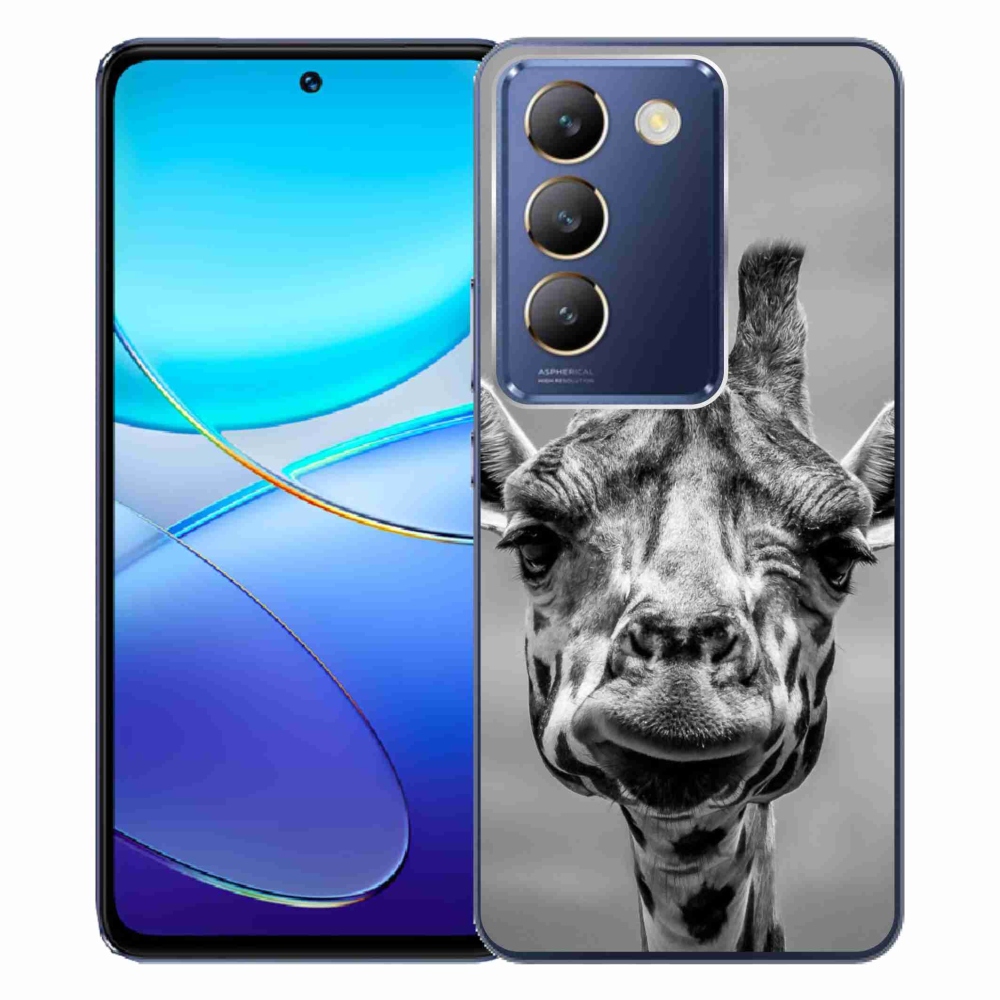 Gél borítás mmCase a Vivo V40 SE 4G/5G készülékre - fekete-fehér zsiráf