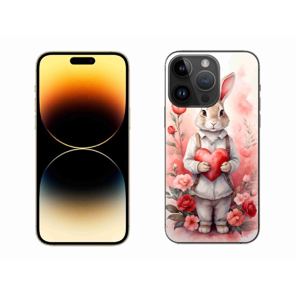 Zselés borítás mmCase iPhone 14 Pro Max készülékhez - nyúl szívvel