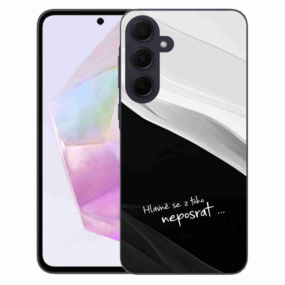 Gél borító mmCase Samsung Galaxy A35 5G - vicces szöveg 13 fekete és fehér háttérrel