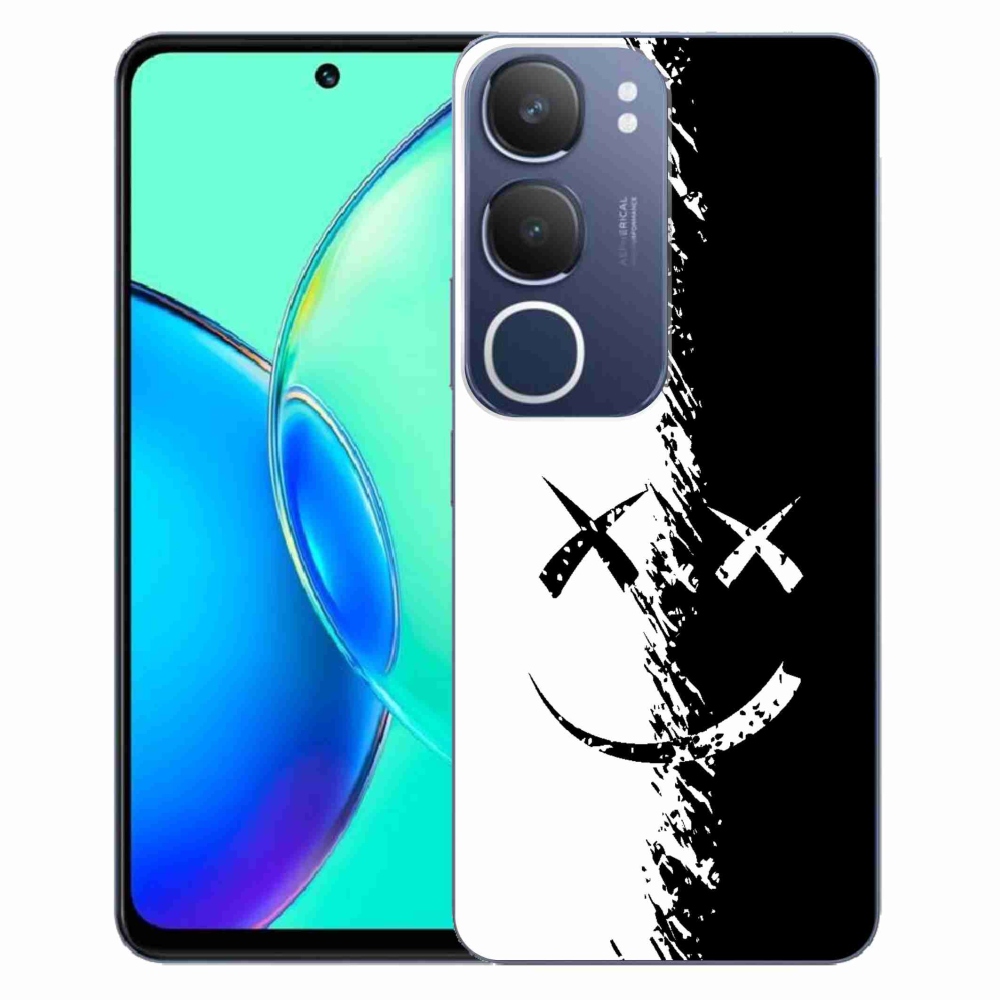 Gél borítás mmCase a Vivo Y19s készülékhez - fekete-fehér smiley