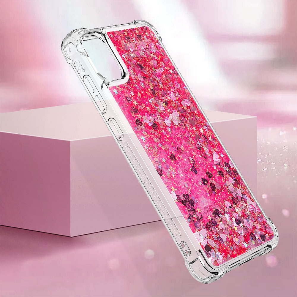 Glitter homokóra zselés tok Samsung Galaxy A07 4G - rózsaszín/szívek