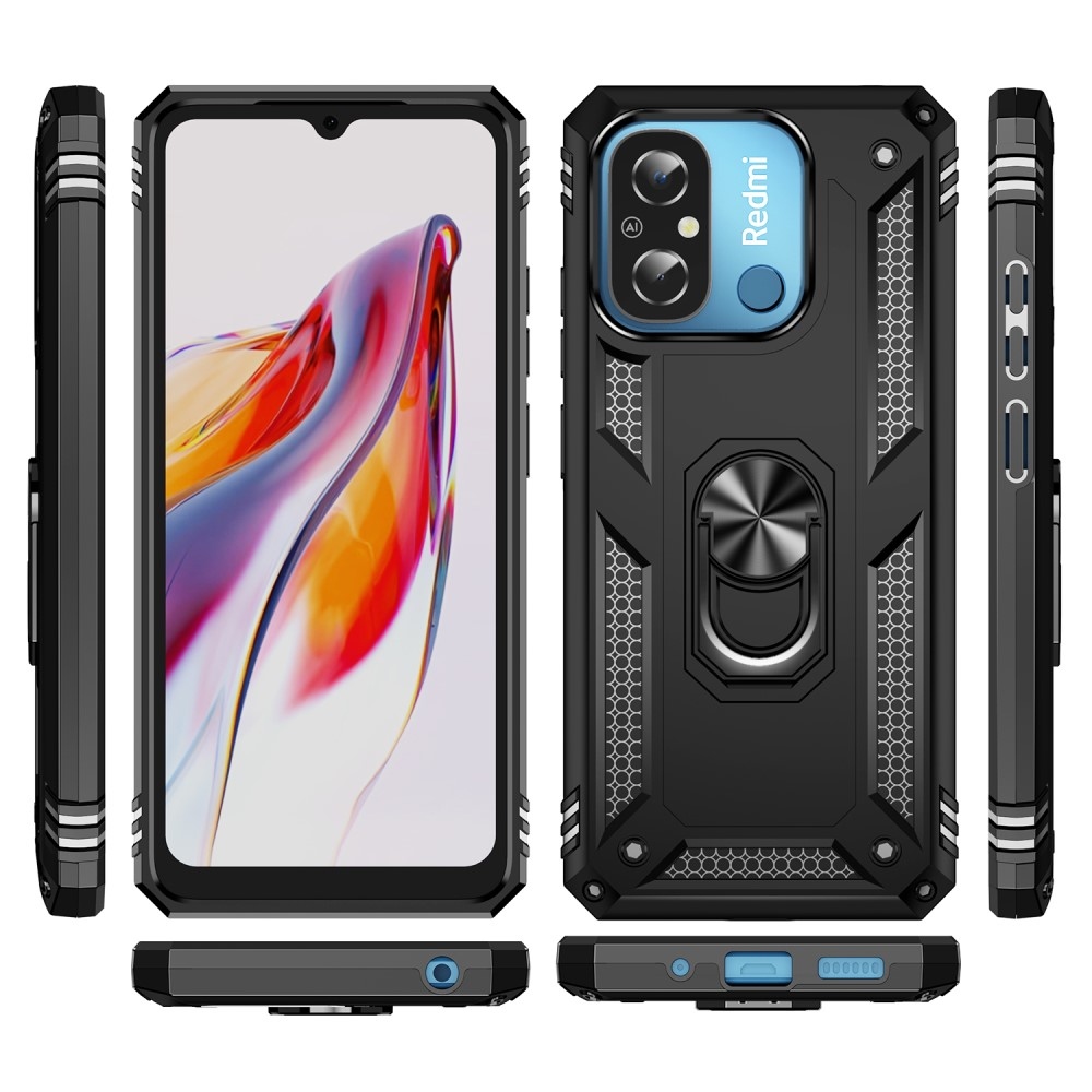 Gyűrűálló borítás Xiaomi Redmi 12C-hez - fekete