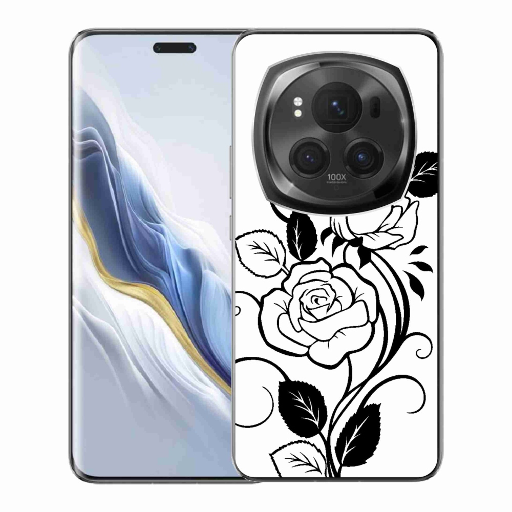 Zselés borítás mmCase a Honor Magic 6 Pro 5G készülékhez - fekete és fehér rózsa