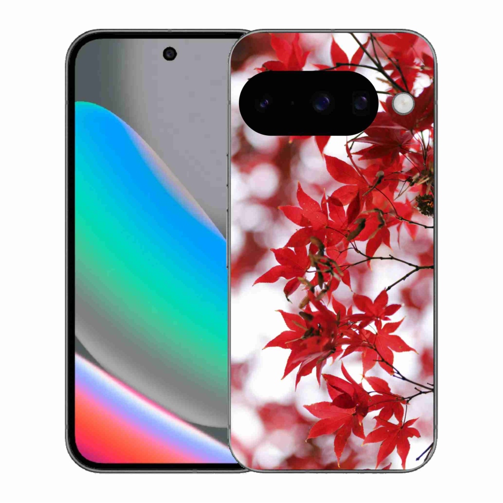 Zselés borítás mmCase a Google Pixel 10 számára - piros levelek