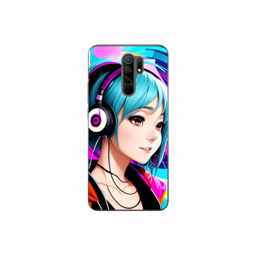 Gél borító mmCase a Xiaomi Redmi 9-hez - lány fejhallgatóval