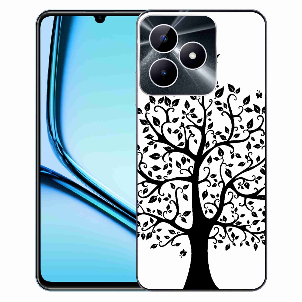 Zselés borító mmCase a Realme Note 50 készülékhez - fekete-fehér fa