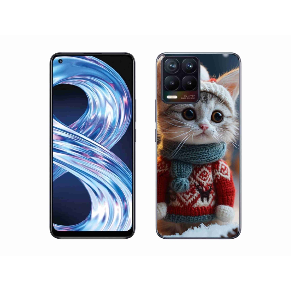 Gél borítás mmCase a Realme 8 4G-hez - cica pulóverben
