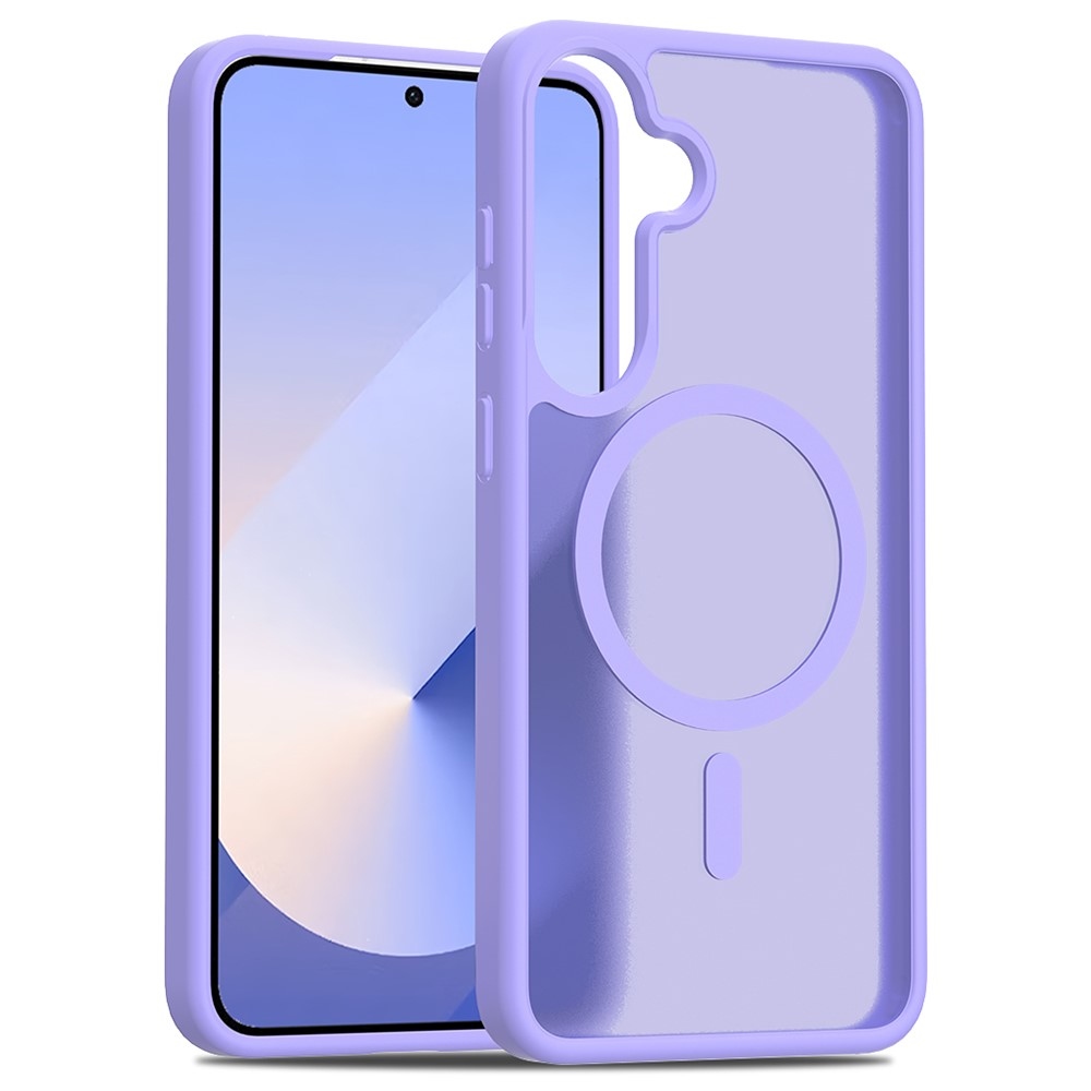 Bőr zselés tok szilárd hátlappal és MagSafe támogatással Samsung Galaxy S25 készülékhez - lila