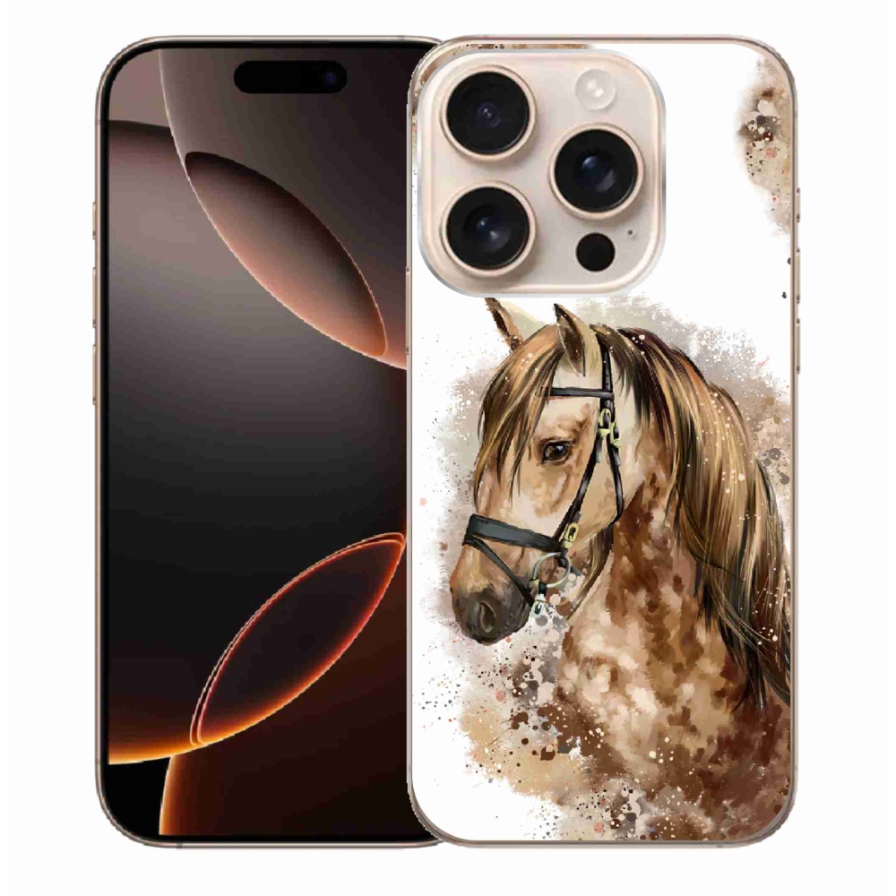 Zselés borítás mmCase iPhone 16 Pro Max készülékhez - barna rajzfilm ló