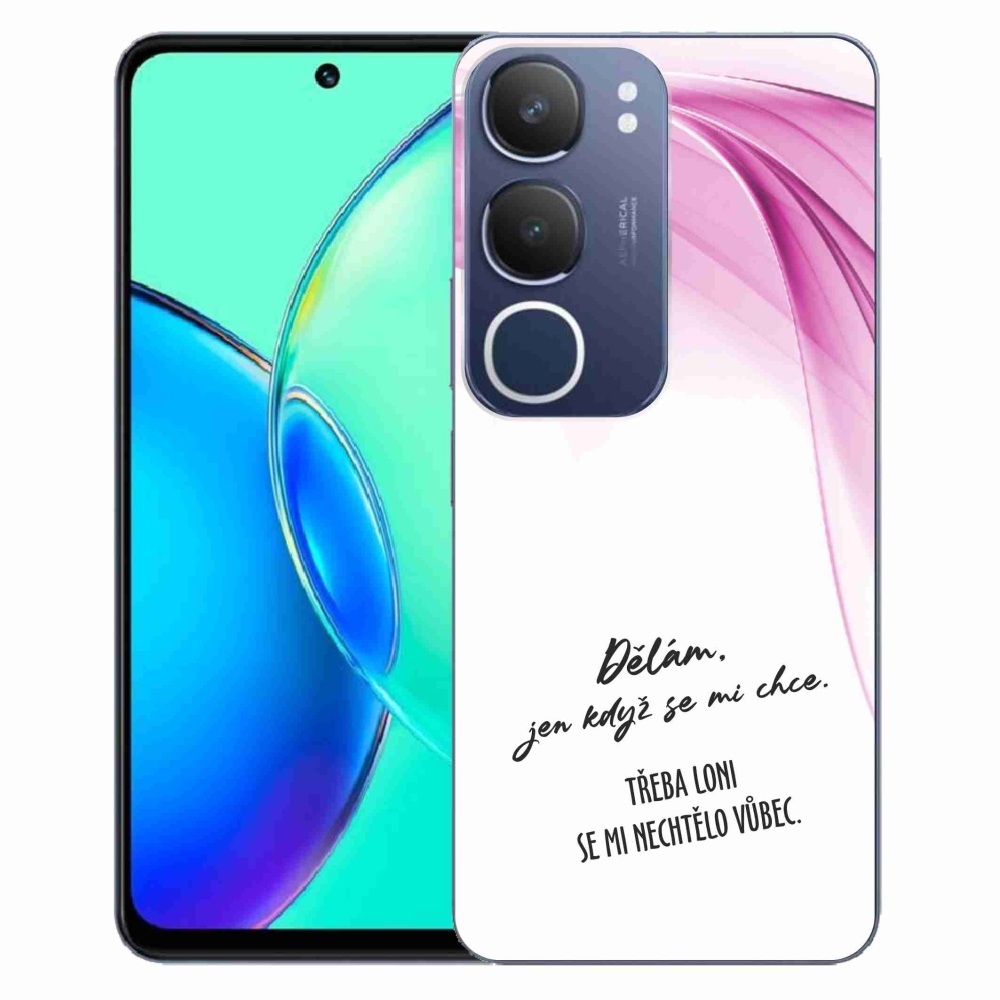 Gél borító mmCase a Vivo Y19s készülékhez - vicces szöveg 12 fehér háttér