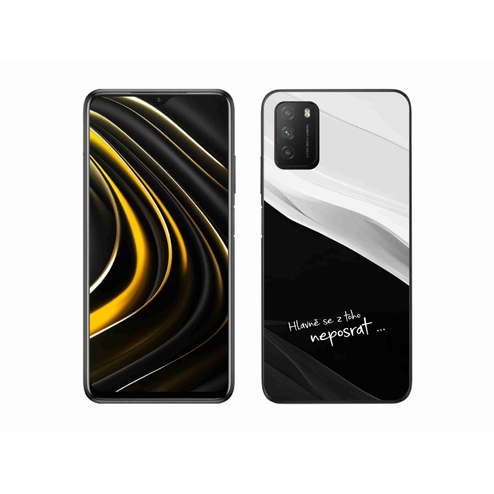 Gél borító mmCase a Xiaomi Poco M3-hoz - vicces szöveg 13 fekete-fehér háttérrel