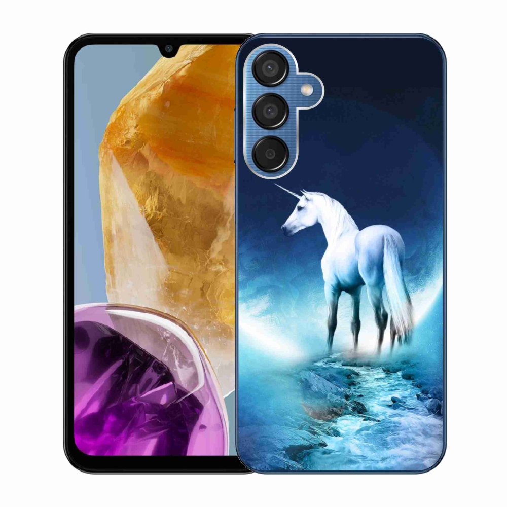 Gél védőhuzat mmCase Samsung Galaxy M15 5G - fehér egyszarvúhoz