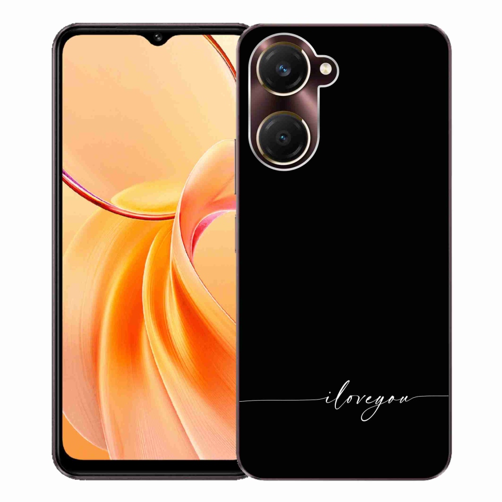 Gél borító mmCase a Vivo Y28s 5G-hez - Szeretlek fekete háttérrel