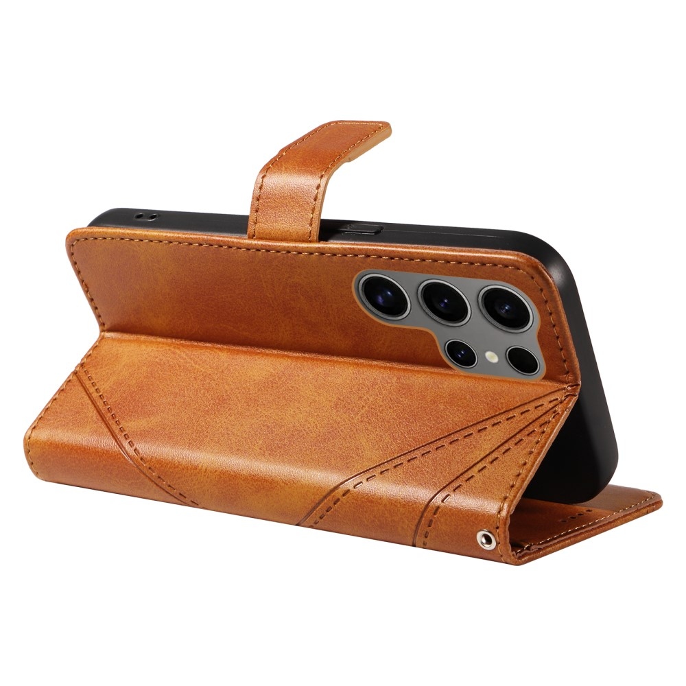 Vonalak könyv tok Samsung Galaxy S25 Ultra - sárga