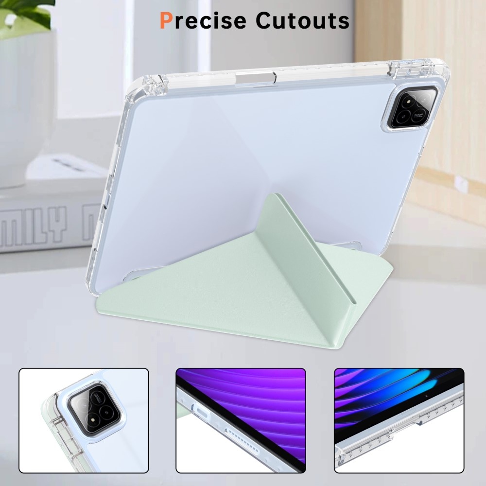 Origami intelligens pozicionáló tok Xiaomi Pad 7/7 Pro táblagéphez - világoszöld