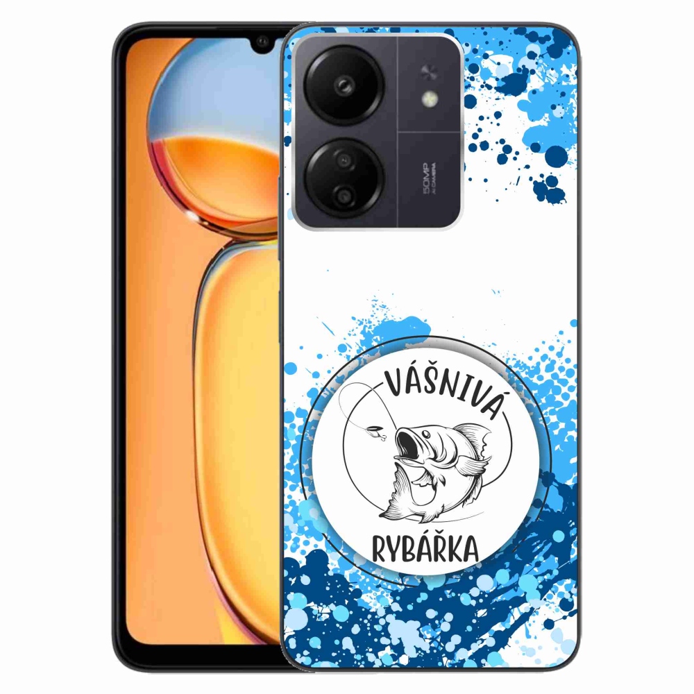 Gél borító mmCase a Xiaomi Poco C65/Redmi 13C számára - szenvedélyes halász fehér háttérrel