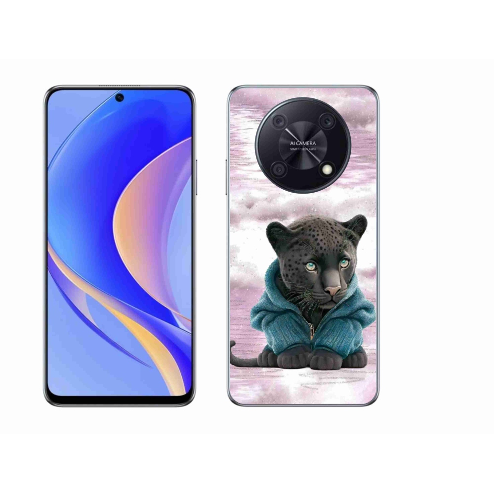 Gél borítás mmCase a Huawei Nova Y90 készülékhez - fekete párduc pulóverben