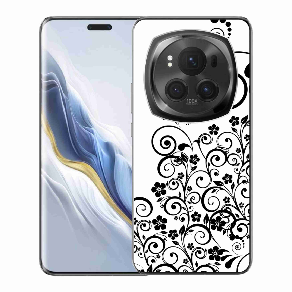 Zselés borítás mmCase a Honor Magic 6 Pro 5G készülékhez - fekete és fehér virágminták