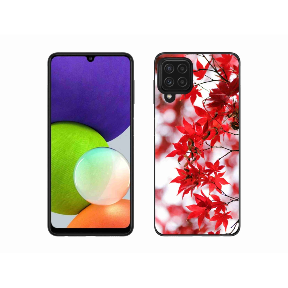 Zselés borítás mmCase Samsung Galaxy A22 4G - piros levelek
