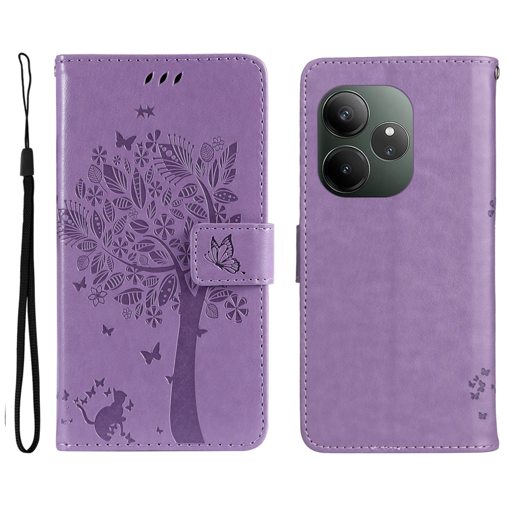 Fa könyvtáska a Realme GT 6 5G/GT 6T 5G számára - világos lila