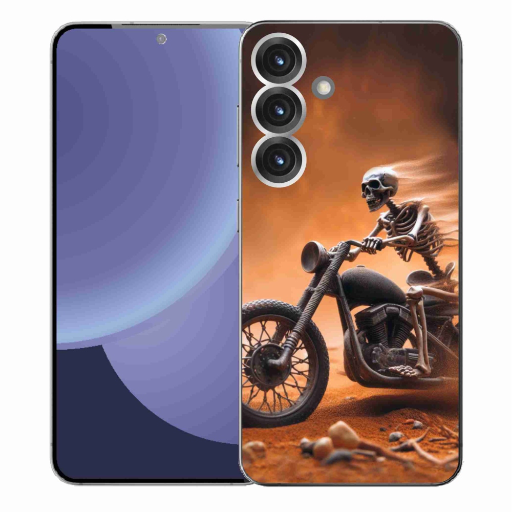 Gél borítás mmCase Samsung Galaxy S25+ készülékhez - csontváz egy motorkerékpáron