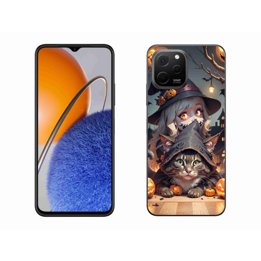 Gél borítás mmCase a Huawei Nova Y61-hez - boszorkány macskával