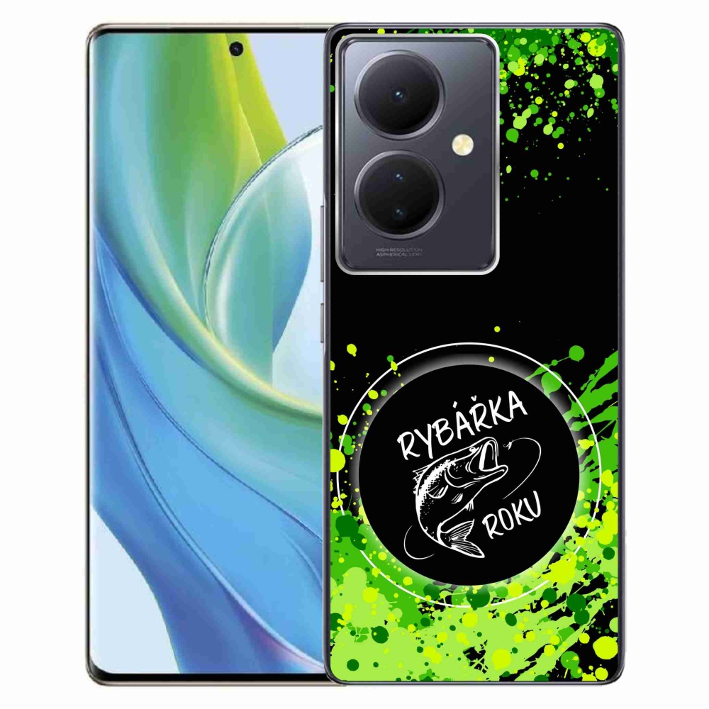 Gél borító mmCase a Vivo V29 Lite 5G-n - az év horgásza fekete háttérrel