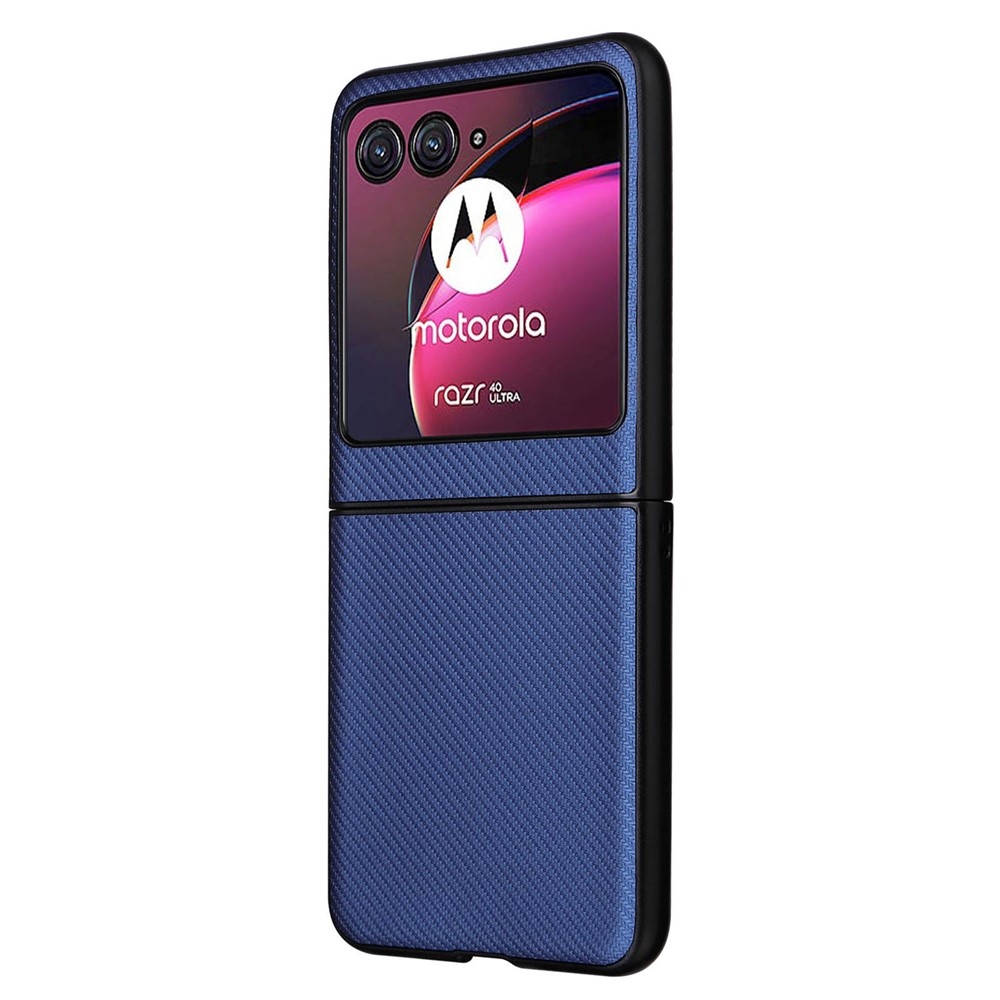 Textúrás műanyag borítás műbőrrel a Motorola Razr 40 Ultra 5G készülékre - kék