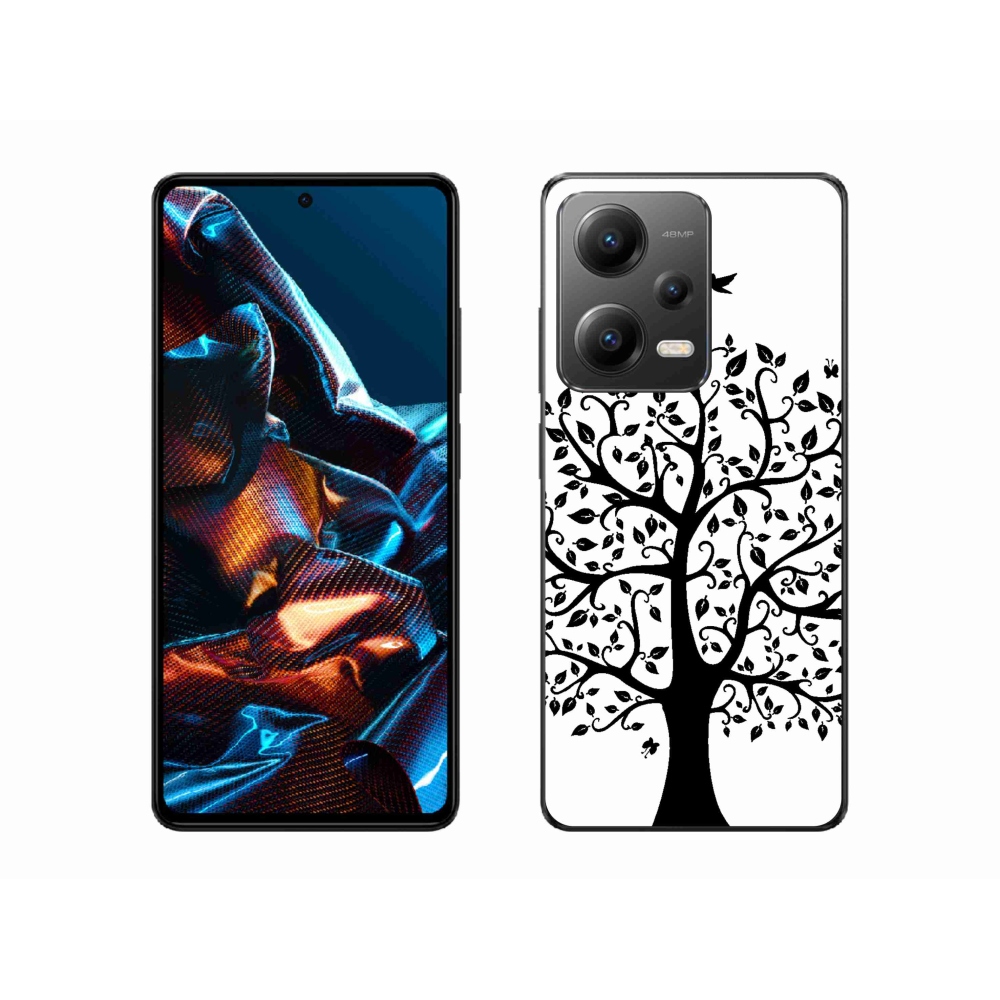 Gél borítás mmCase a Xiaomi Redmi Note 12 Pro 5G számára - fekete és fehér fa