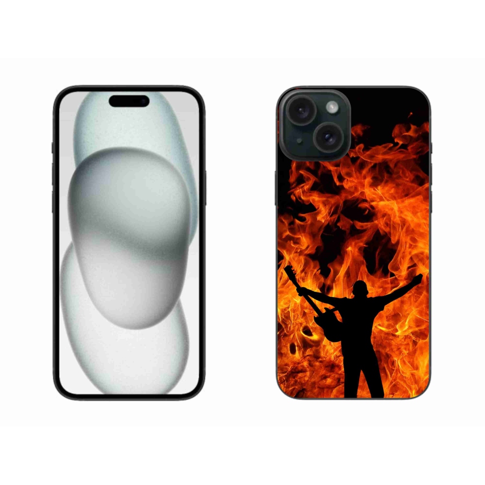 Gél borítás mmCase iPhone 15 Plus készülékhez - zenész és tűz
