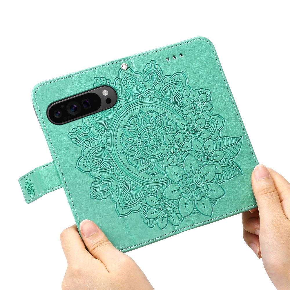 Mandala könyvtáska Google Pixel 10 Pro XL/Pixel 9 Pro XL - teal színben