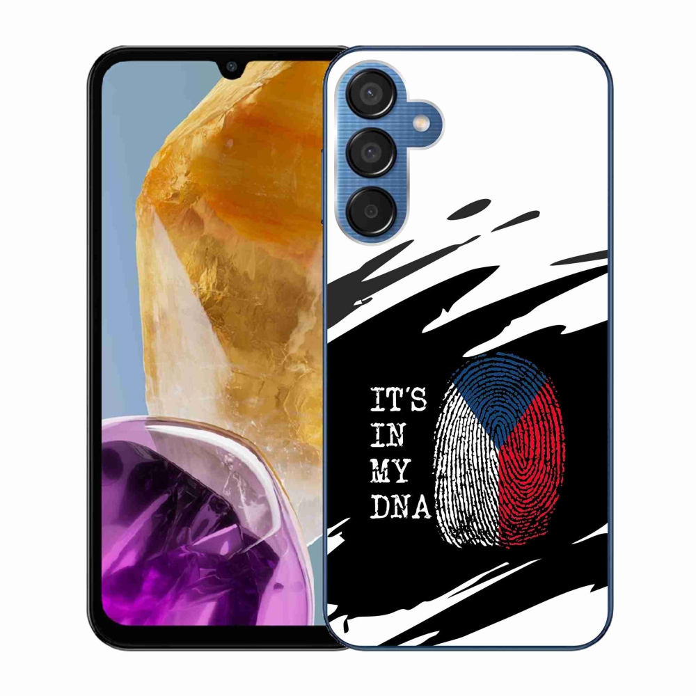 Gél borító mmCase Samsung Galaxy M15 5G - zászlós ujjlenyomat fekete és fehér háttérrel