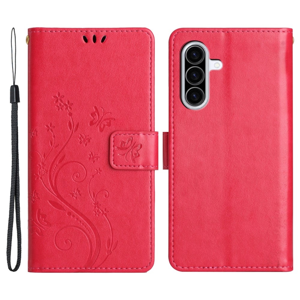 Virágok könyv tok Samsung Galaxy A26 5G - piros