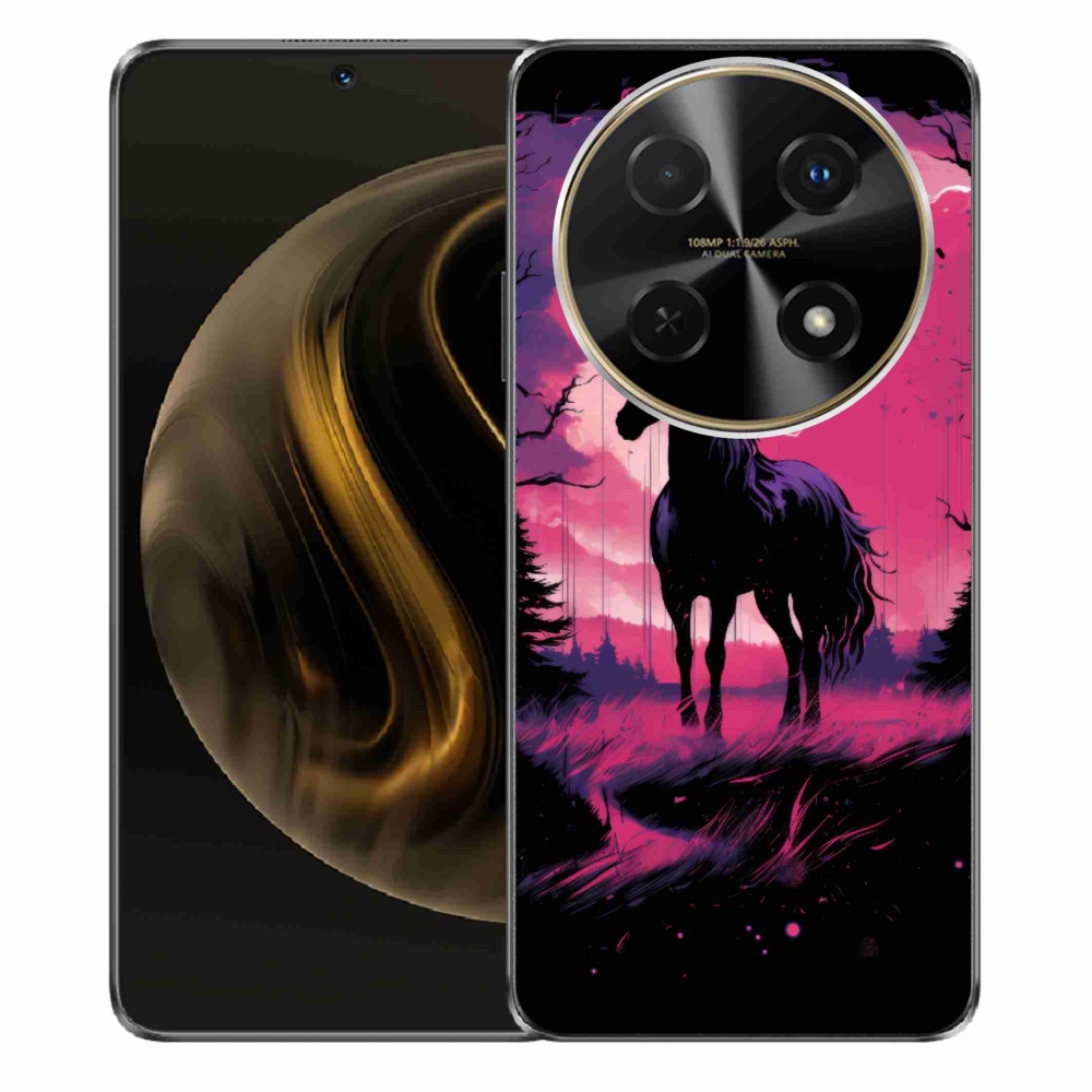 Gél borítás mmCase a Huawei Nova 12i készülékhez - fekete rajzfilm ló 1