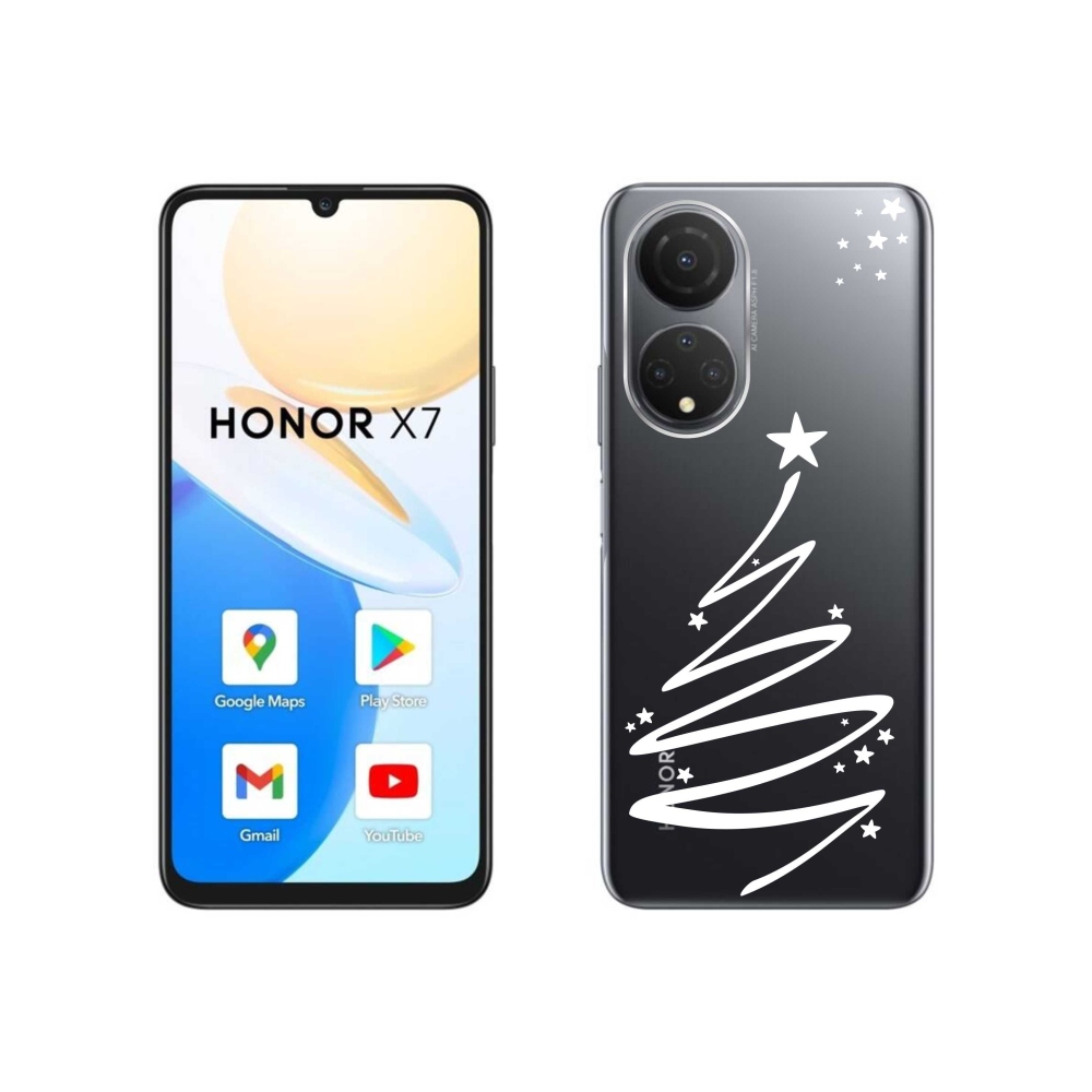 Zselés borító mmCase a Honor X7-hez - fehér fa átlátszó háttéren