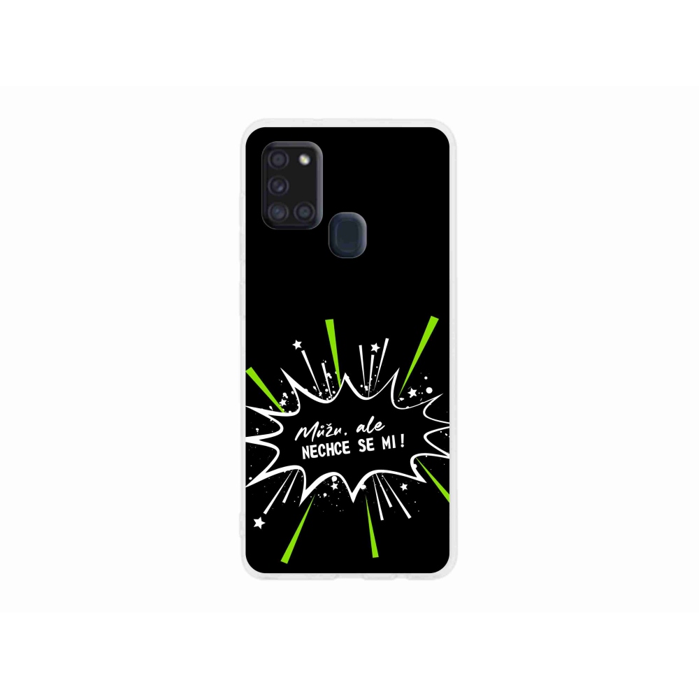 Gél borító mmCase Samsung Galaxy A21s készülékhez - vicces szöveg 11 fekete háttér