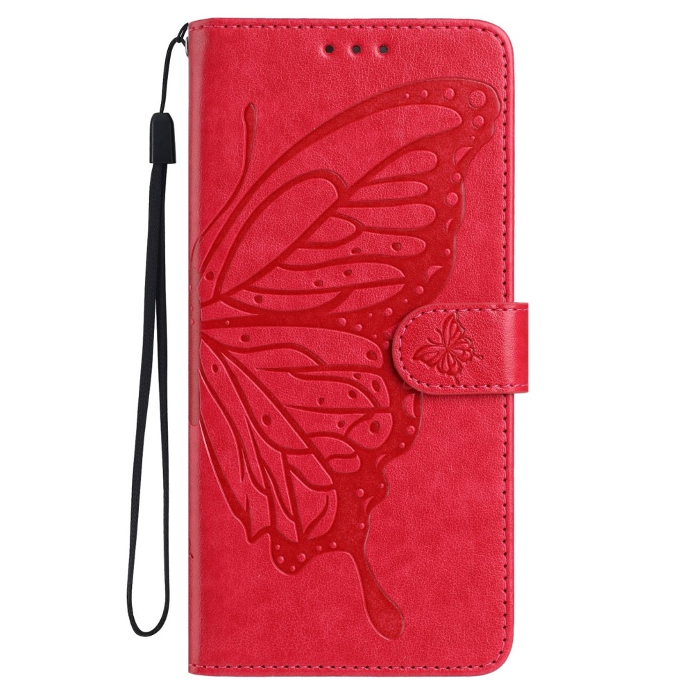 Virágos pillangó könyv tok Xiaomi Redmi A5 (171.7x77.8x8.3mm) - piros