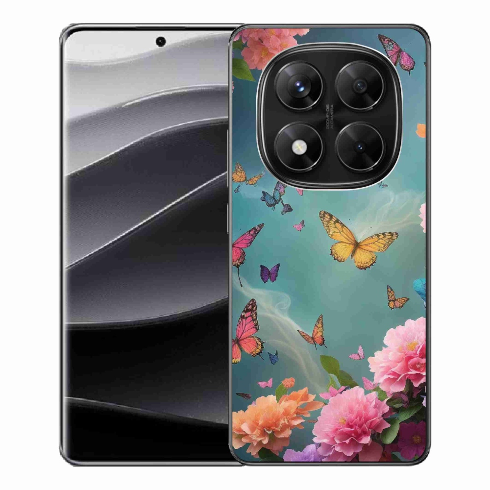 Gél borítás mmCase a Xiaomi Redmi Note 14 Pro 5G/Poco X7 5G számára - színes virágok és pillangók