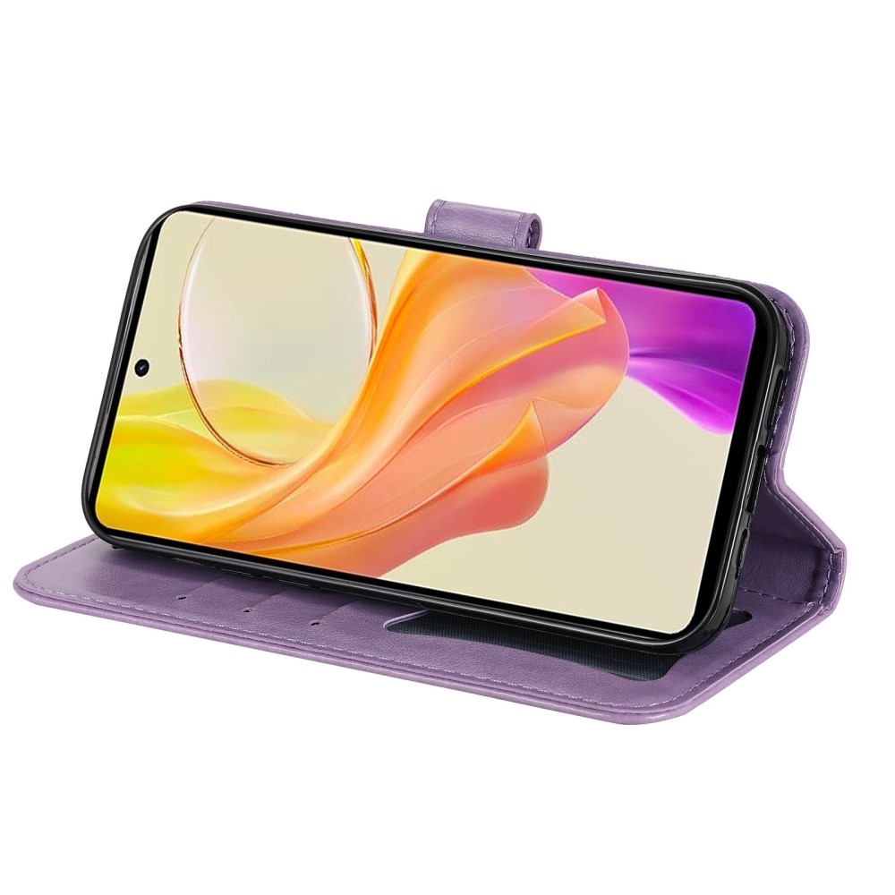 Virágos könyvtáska Vivo Y36-hoz - lila