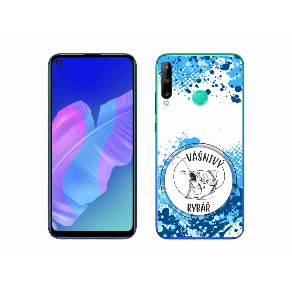 Gél borító mmCase a Huawei P40 Lite E számára - szenvedélyes halász fehér háttérrel