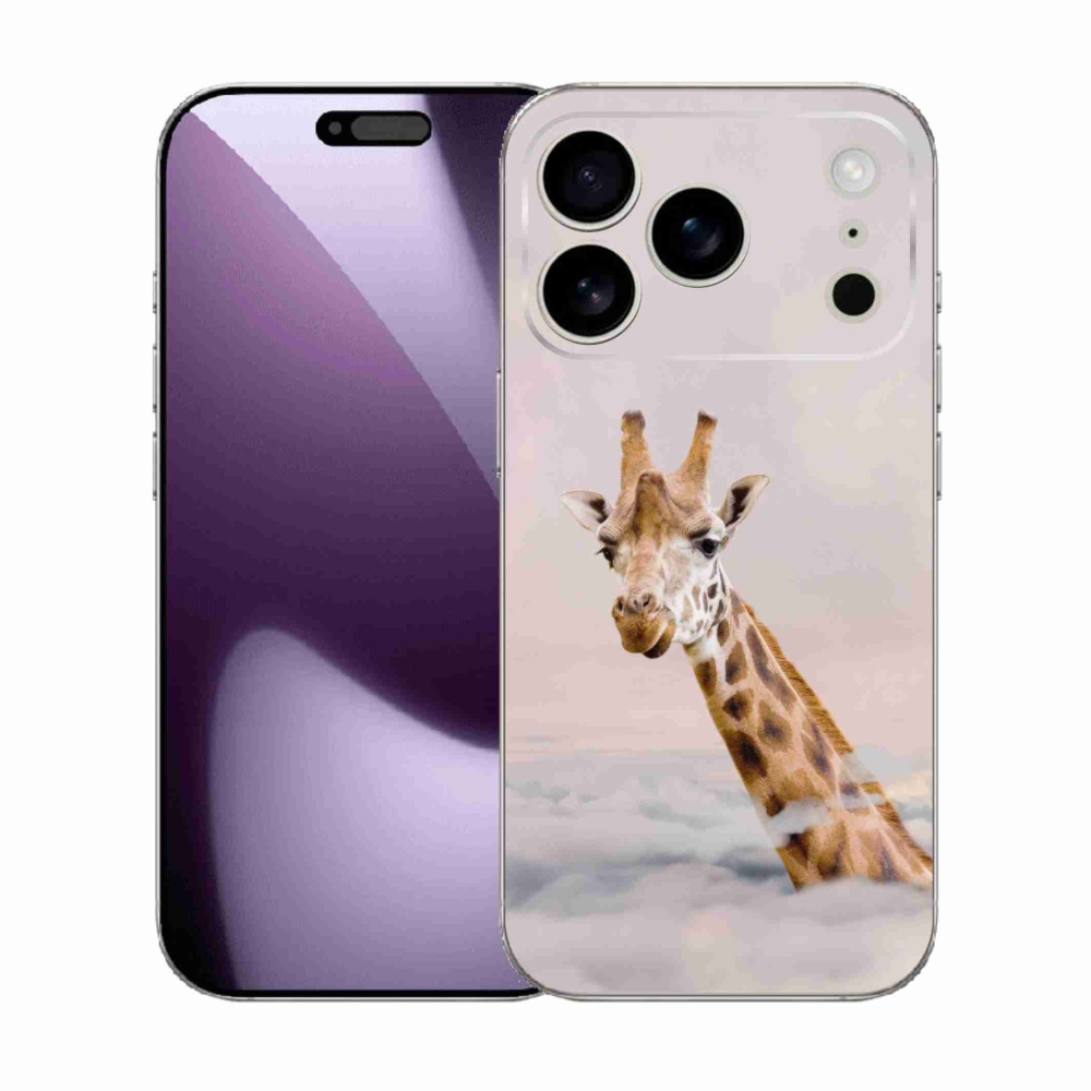 Zselés borítás mmCase iPhone 17 Pro készülékhez - zsiráf a felhőkben