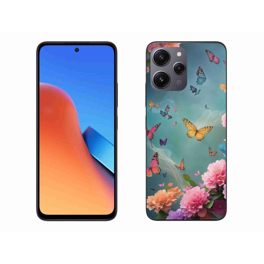 Gél borítás mmCase a Xiaomi Redmi 12-hez - színes virágok és pillangók