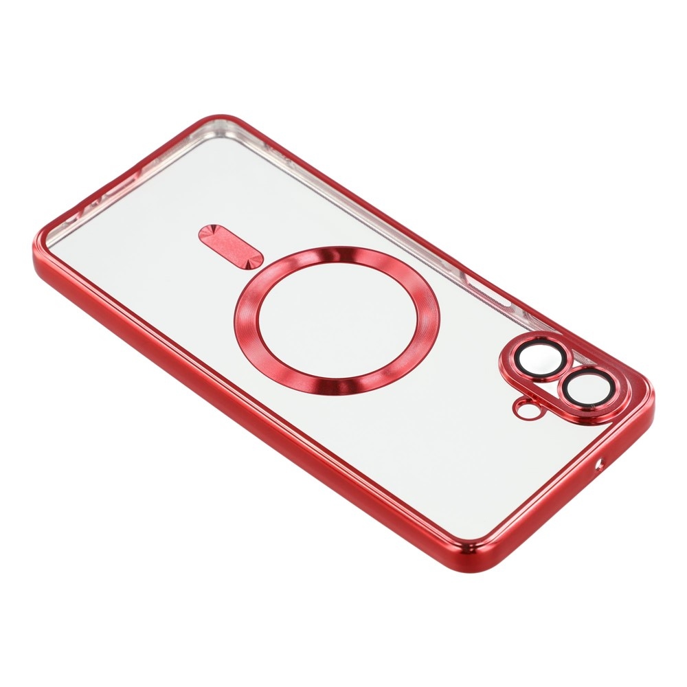 Átlátszó tok kameravédelemmel és MagSafe támogatással Samsung Galaxy A07 4G készülékhez - piros színű