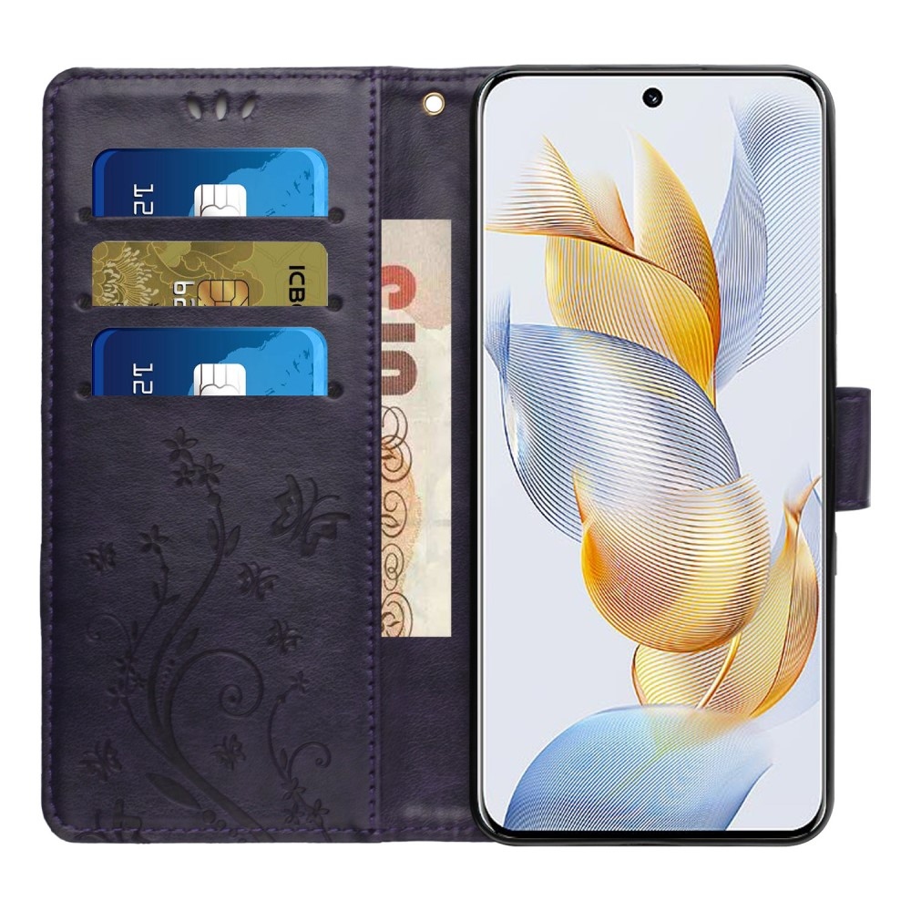 Virágok könyvtáska Honor 90 - sötét lila